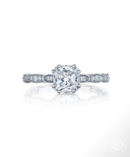 Style 57-2CU from the Sculpted Crescent Collection cushion cut engagement ring